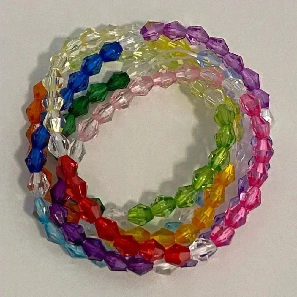 Rainbow Handmade Crystal Rondel Bead Stretch Bracelet Necklace